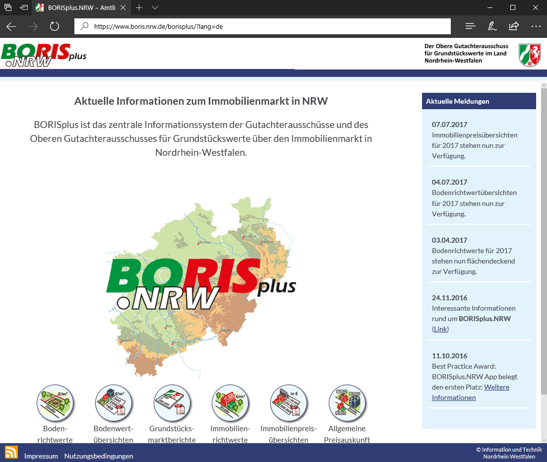 GARS.NRW Bodenrichtwertkarte