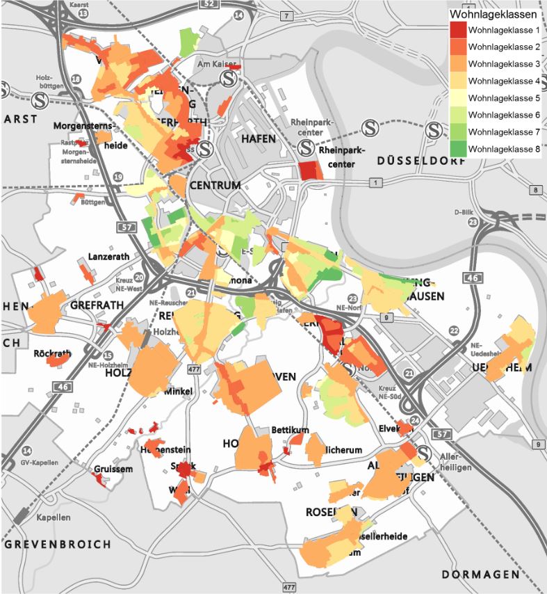 Neuss Uebersicht Wohnlagenklassen 2017