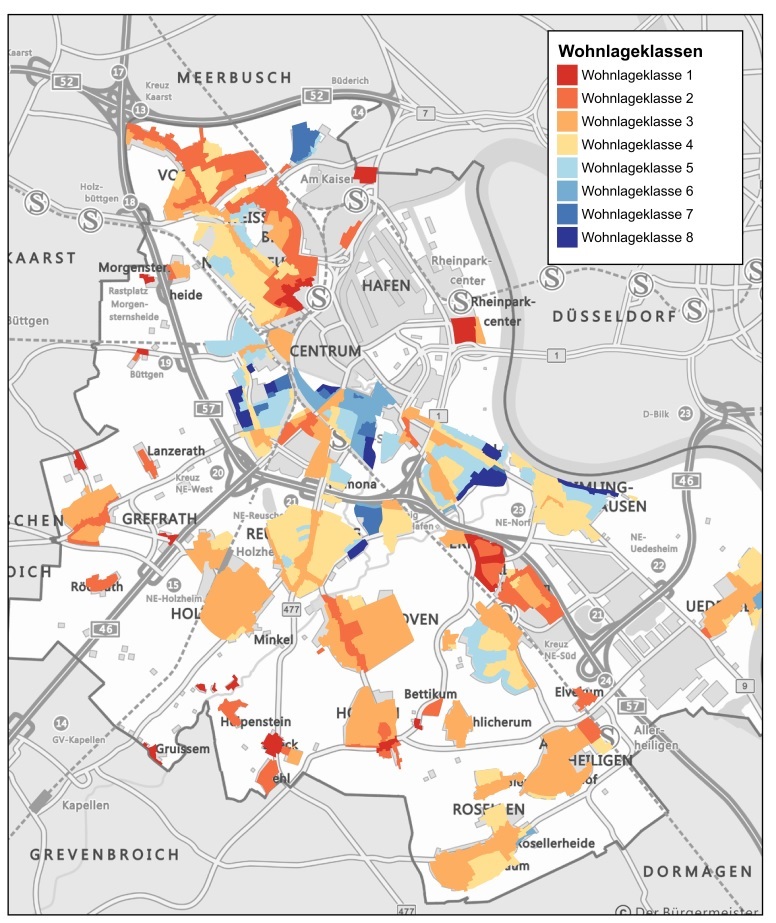 Neuss Uebersicht Wohnlagenklassen 2019